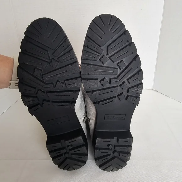 White Mountain Dashing Lace-Up Combat Boots Light Gray Quilted Side Zip Size 9.5 - Picture 6 of 8